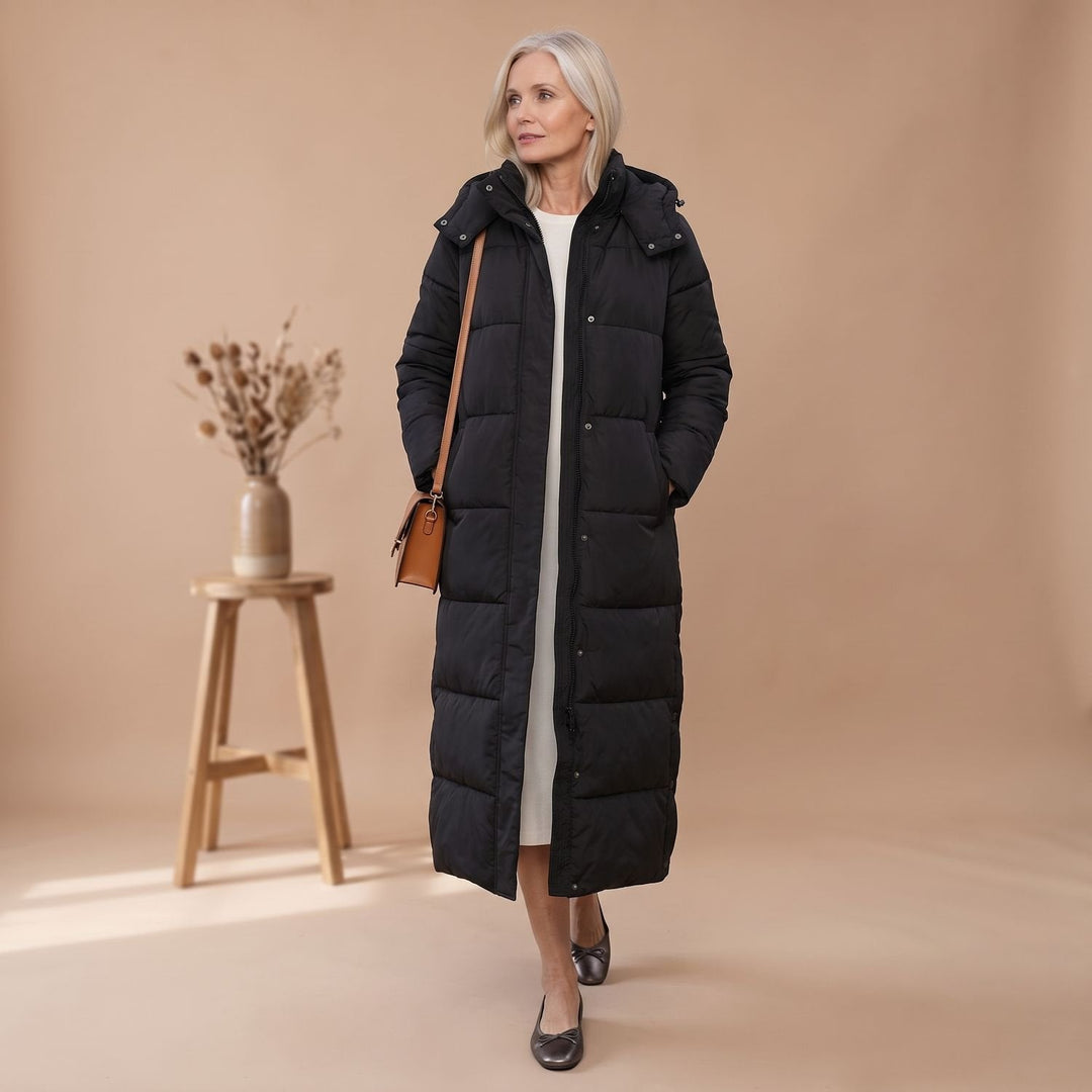 Damen Winterjacke Gesteppt Midi mit Kapuze (13)