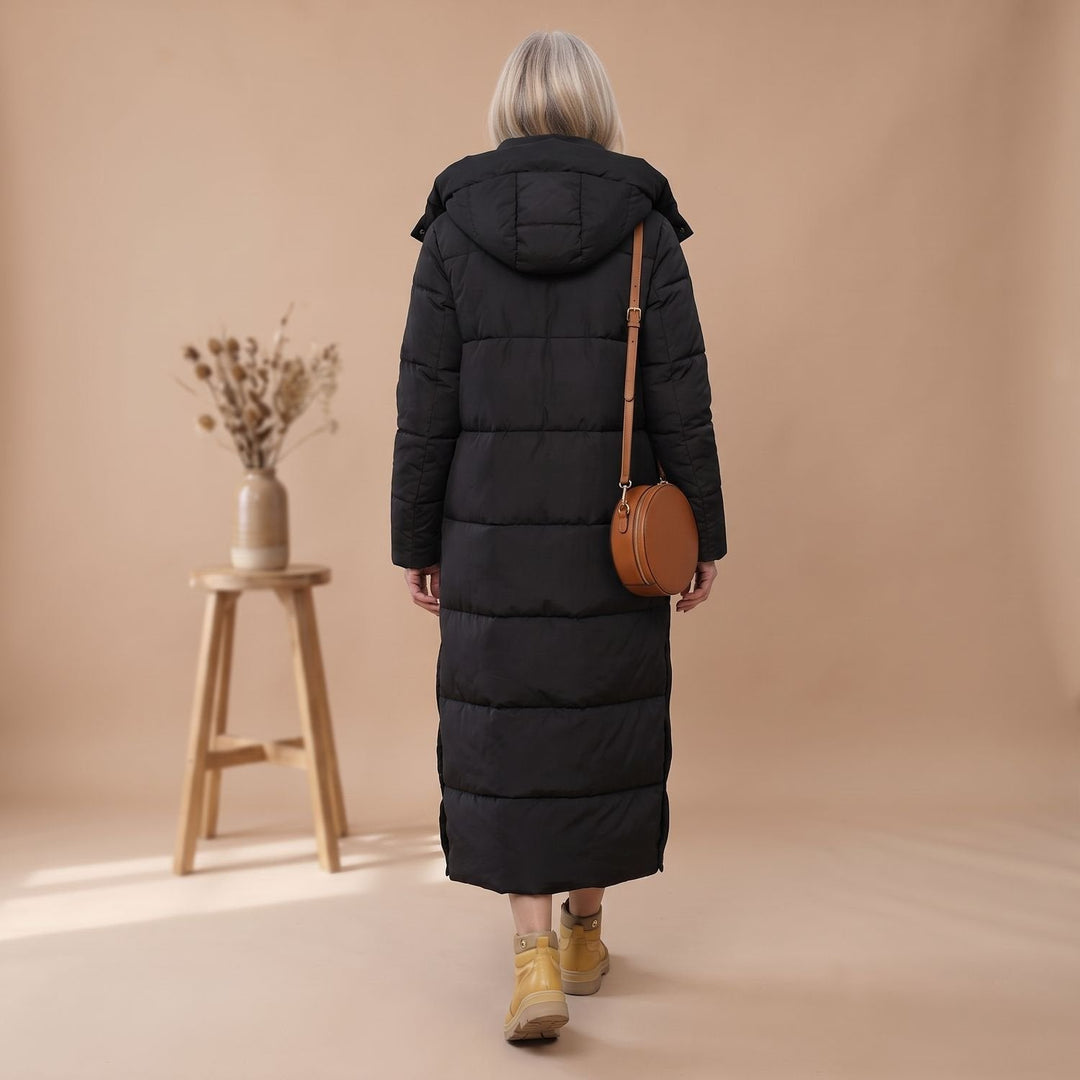Damen Winterjacke Gesteppt Midi mit Kapuze (15)