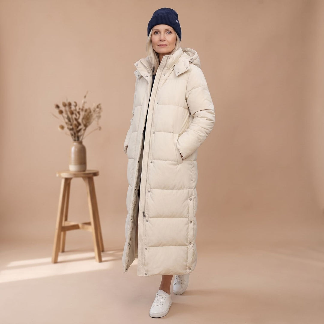 Damen Winterjacke Gesteppt Midi mit Kapuze (18)