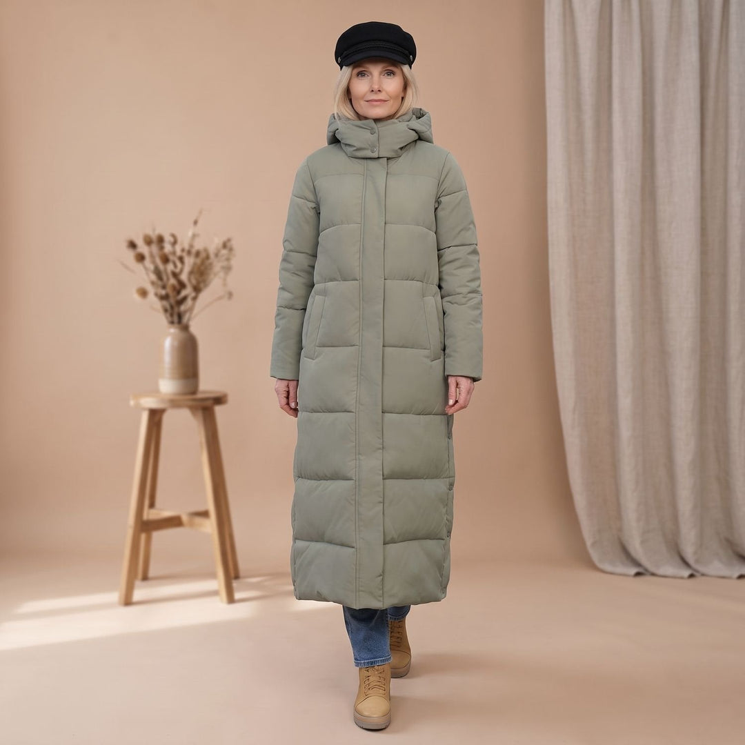 Damen Winterjacke Gesteppt Midi mit Kapuze (20)