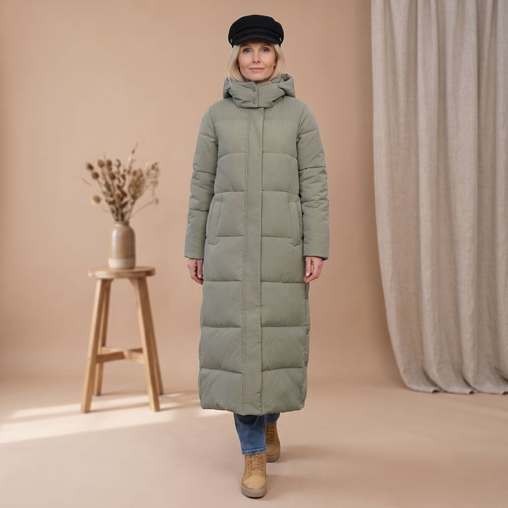 Damen Winterjacke Gesteppt Midi mit Kapuze (20)
