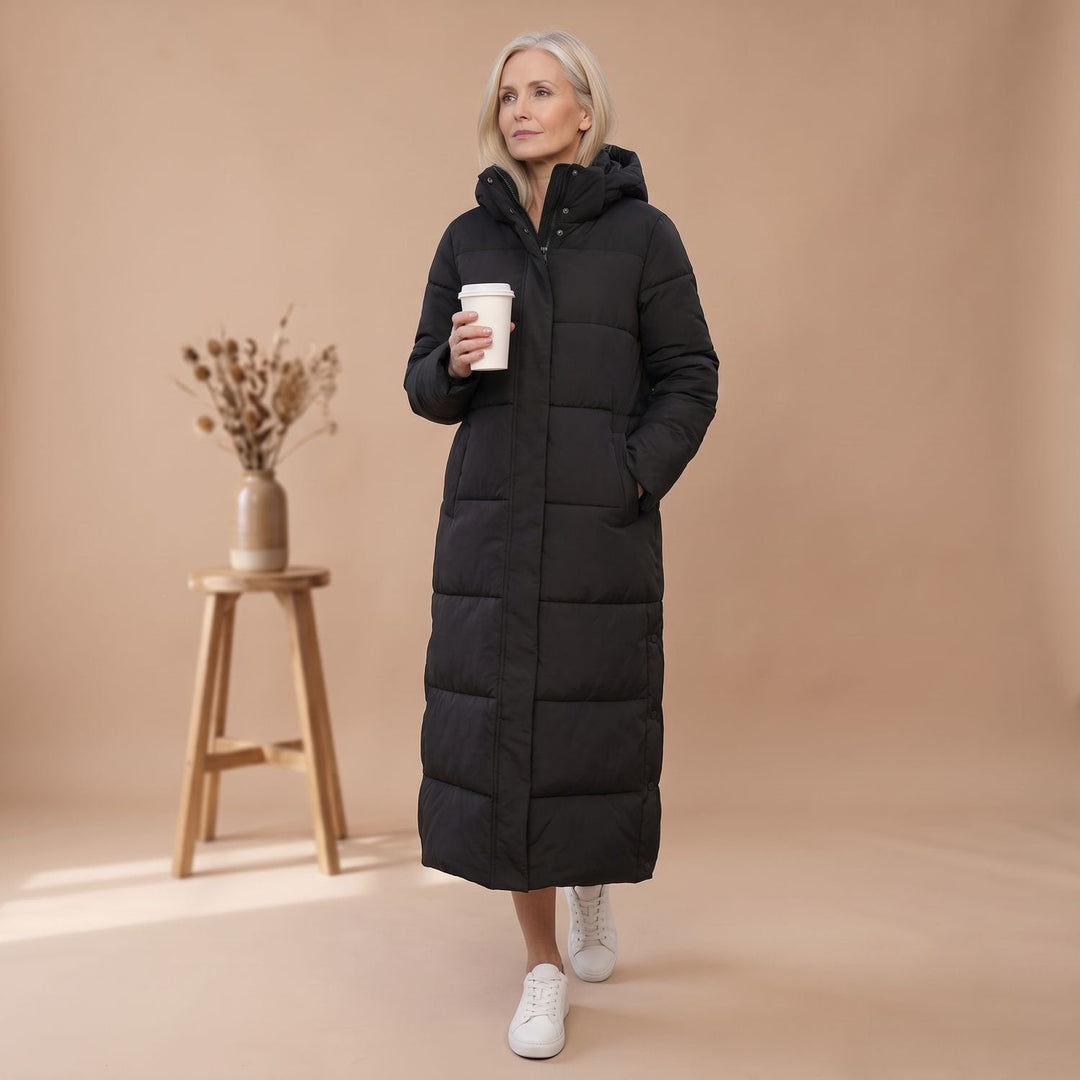 Damen Winterjacke Gesteppt Midi mit Kapuze (21)