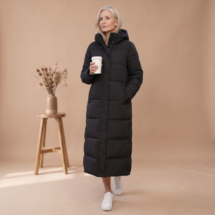 Damen Winterjacke Gesteppt Midi mit Kapuze (21)