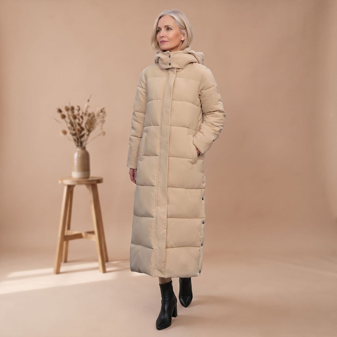 Damen Winterjacke Gesteppt Midi mit Kapuze (5)