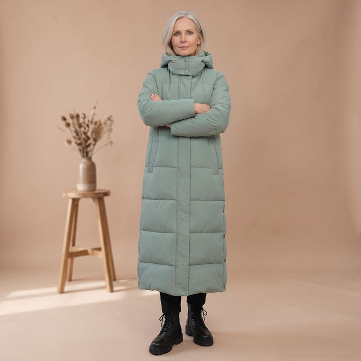 Damen Winterjacke Gesteppt Midi mit Kapuze (9)