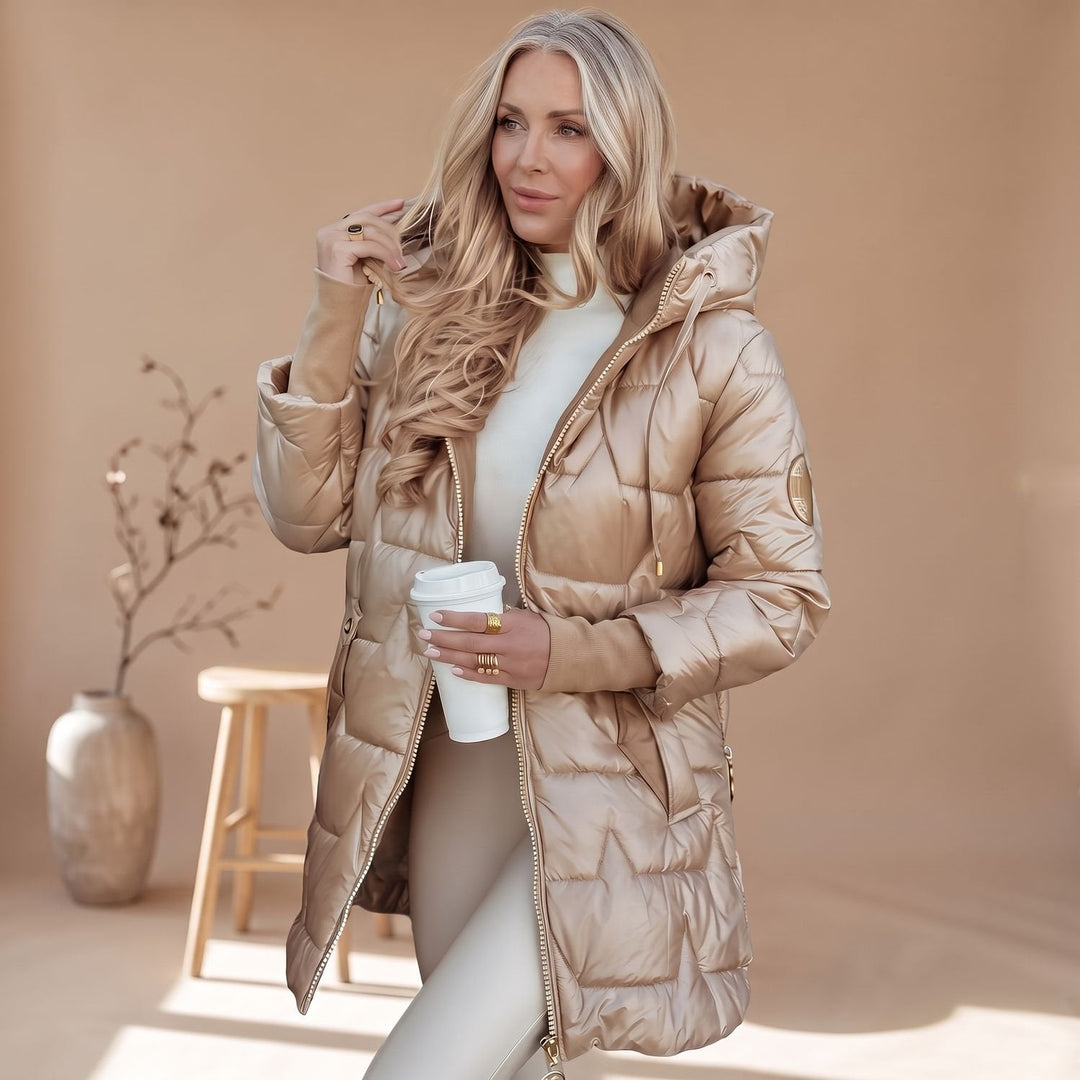 Damen Winterjacke gesteppt mit Kapuze, tailliert (5)