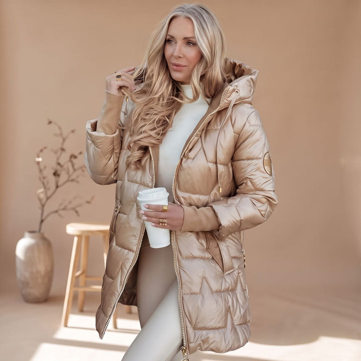 Damen Winterjacke gesteppt mit Kapuze, tailliert (5)