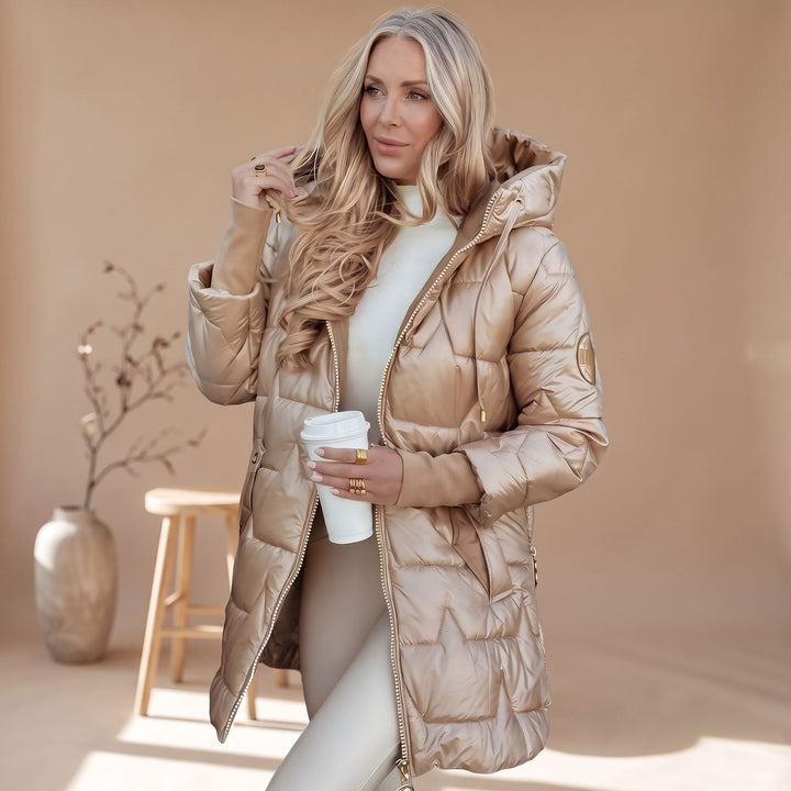 Damen Winterjacke gesteppt mit Kapuze, tailliert (6)