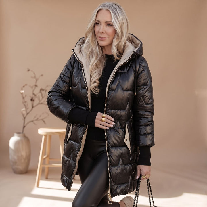 Damen Winterjacke gesteppt mit Kapuze, tailliert (8)