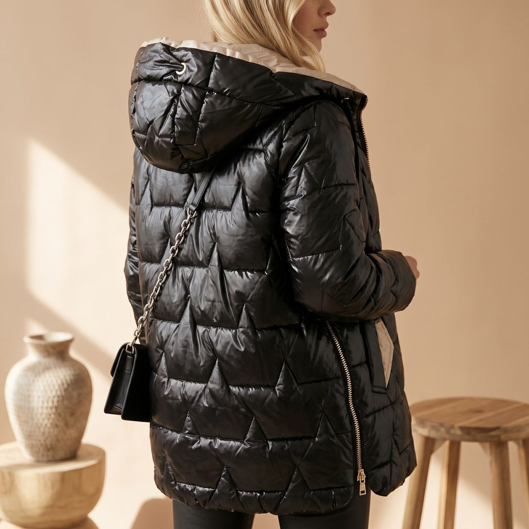 Damen Winterjacke gesteppt mit Kapuze, tailliert (9)