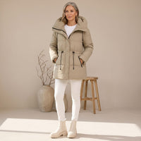 Helena | Damen Winterjacke Gesteppt mit Taillenzug und Kapuze