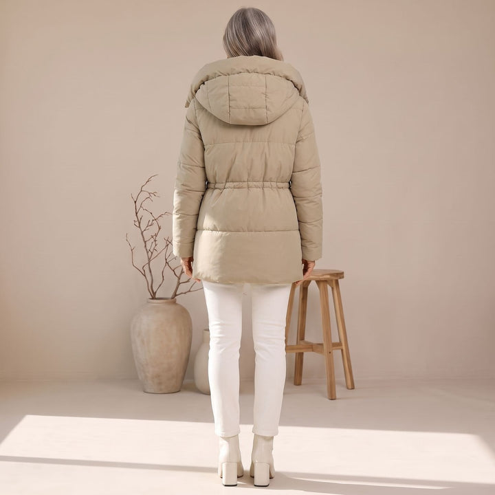 Damen Winterjacke Gesteppt mit Taillenzug und Kapuze (3)