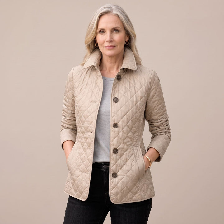 Damen Winterjacke gesteppt tailliert leicht in Khaki