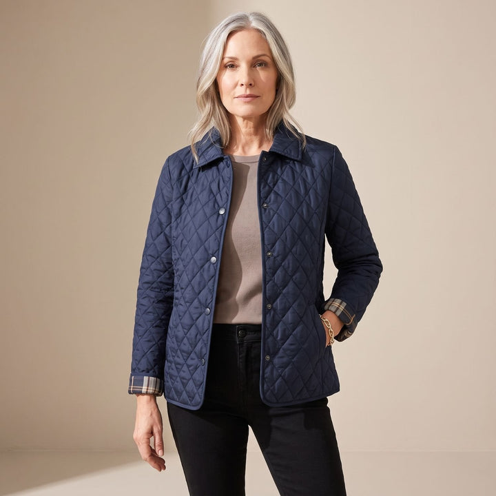 Damen Winterjacke gesteppt tailliert leicht in Marineblau