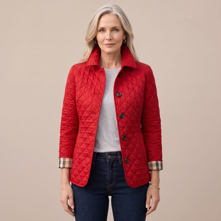 Damen Winterjacke gesteppt tailliert leicht in Rot