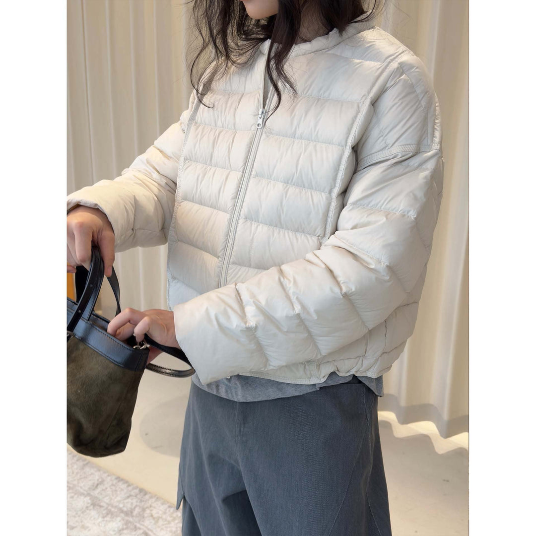 Damen Winterjacke im Boxy-Schnitt zum Lagenlook in Creme