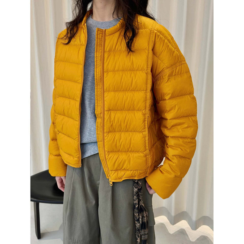 Damen Winterjacke im Boxy-Schnitt zum Lagenlook in Gelb