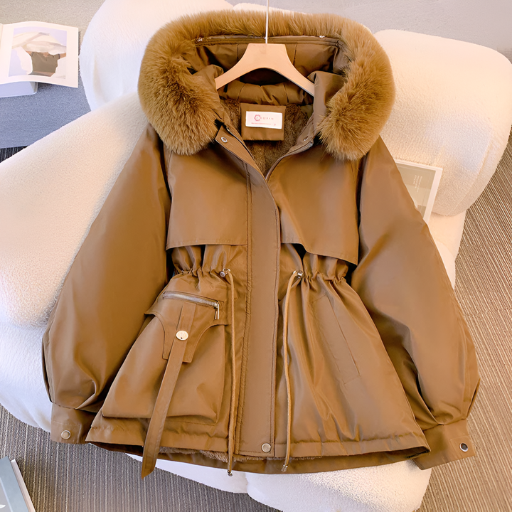 Damen Winterjacke im Casual-Stil für den Herbst in Coffee
