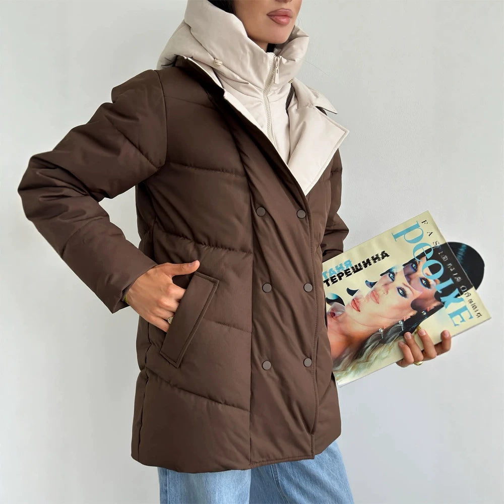 Damen Winterjacke im Doppelreiher-Stil mit Innenweste