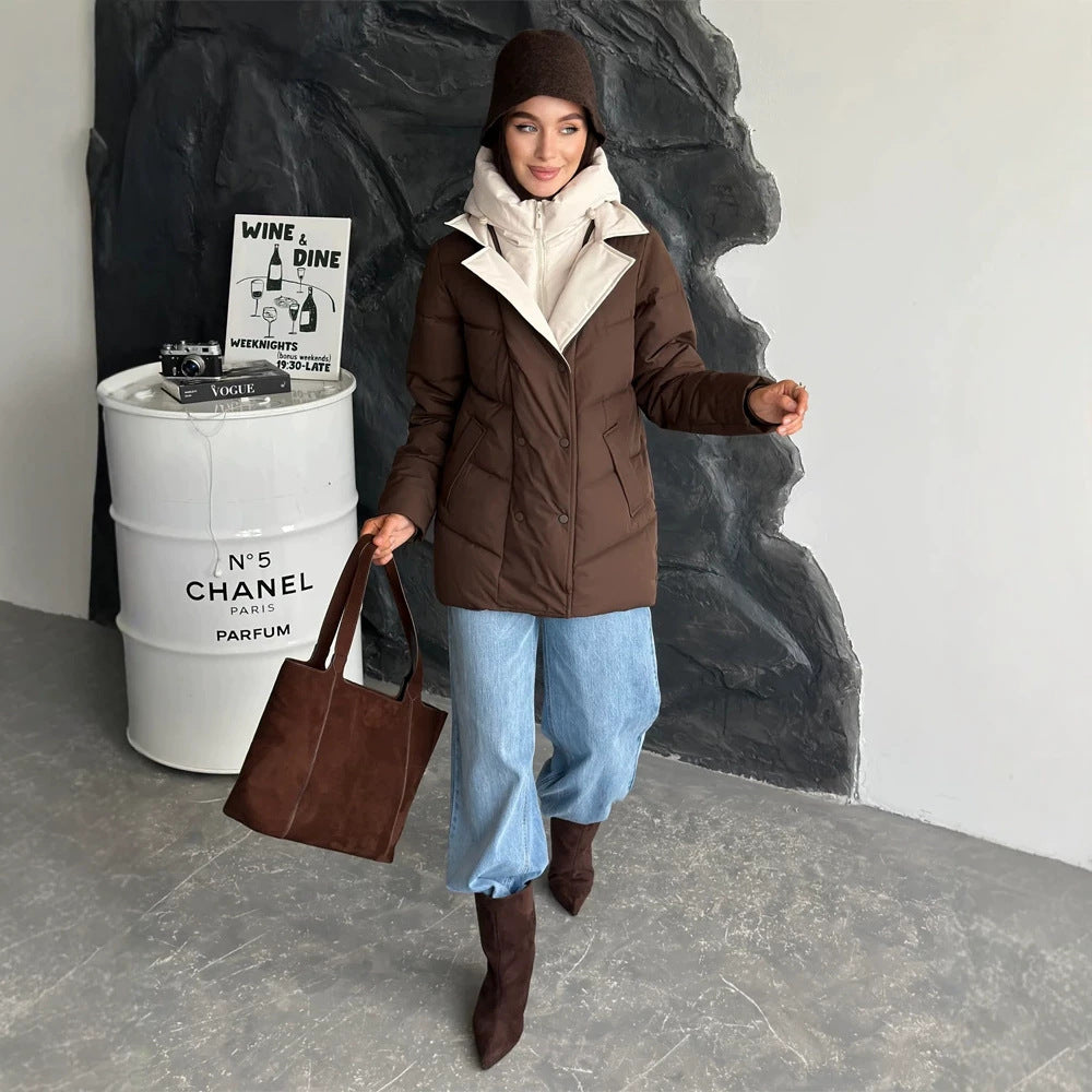 Damen Winterjacke im Doppelreiher-Stil mit Innenweste (2)