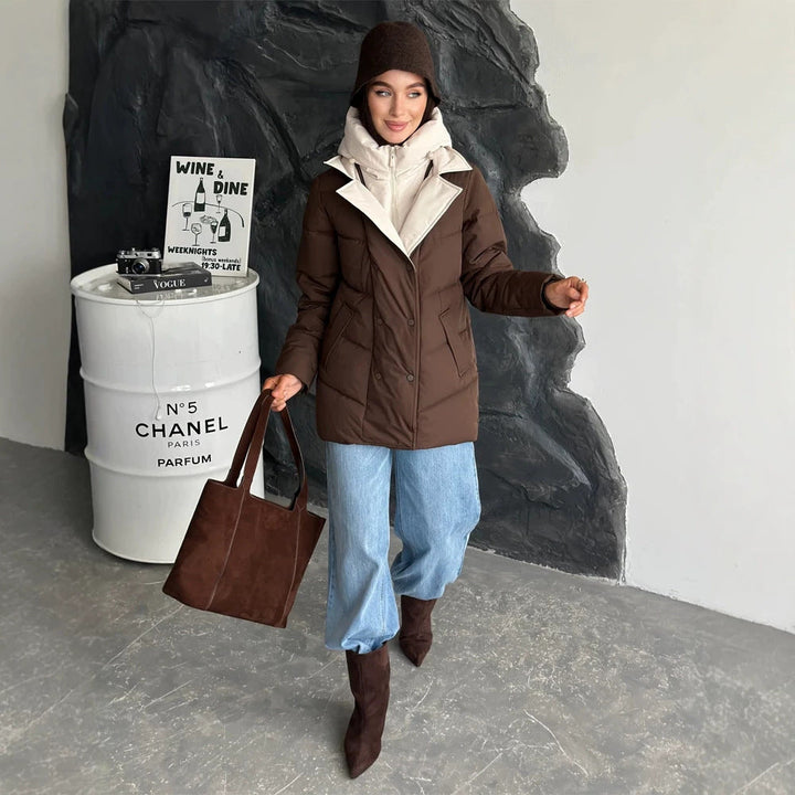 Damen Winterjacke im Doppelreiher-Stil mit Innenweste (2)