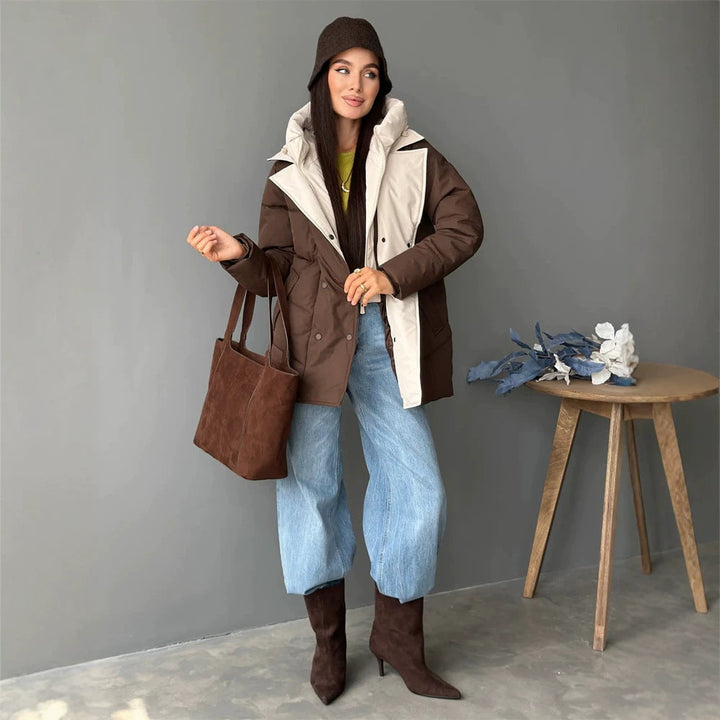 Damen Winterjacke im Doppelreiher-Stil mit Innenweste (4)
