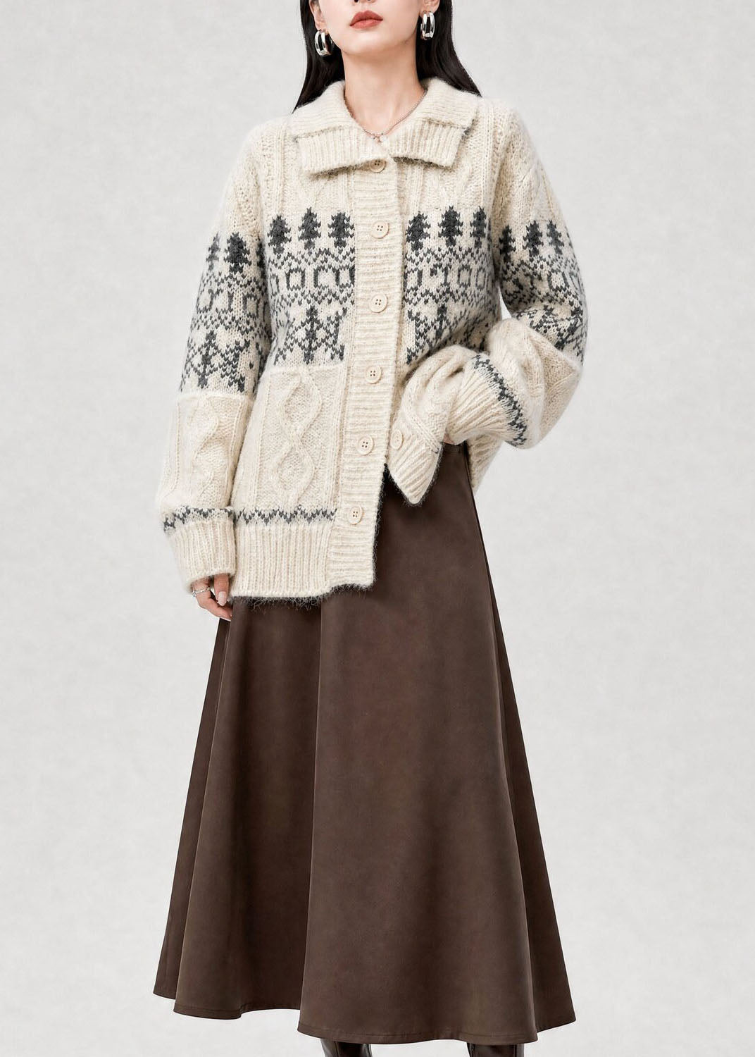 Damen Winterjacke im feinen Jacquard-Strick (3)