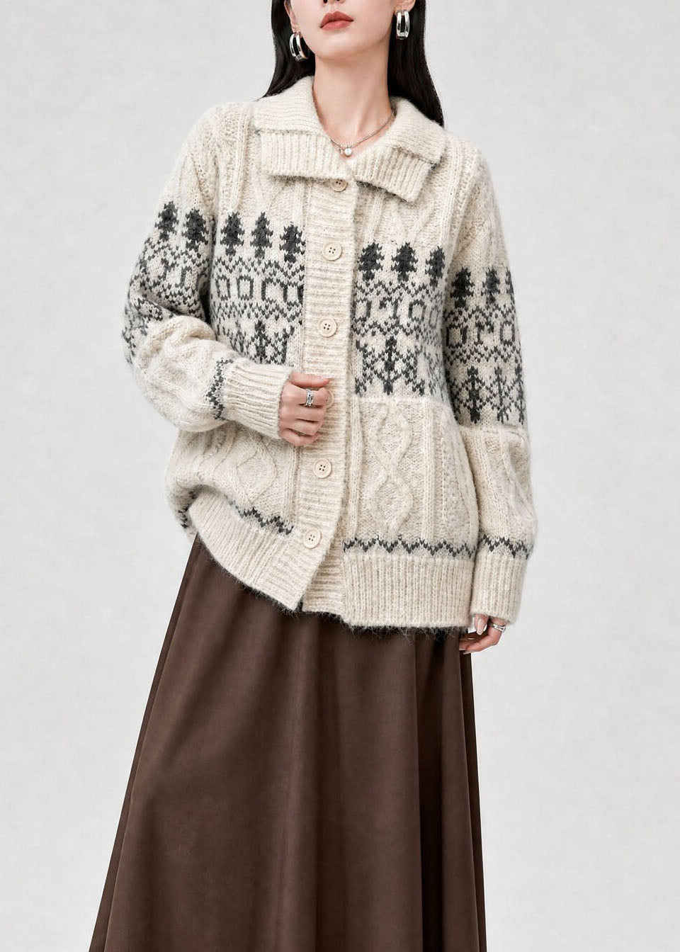 Damen Winterjacke im feinen Jacquard-Strick (4)