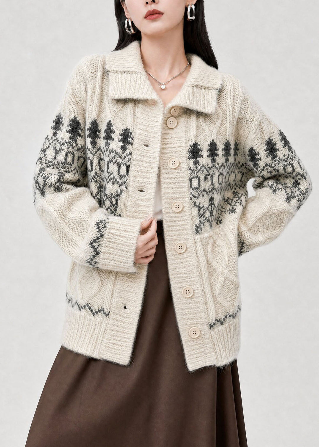 Damen Winterjacke im feinen Jacquard-Strick (5)