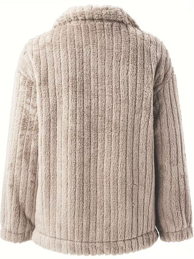Damen Winterjacke im Hemdjacken-Stil mit Flausch-Optik (6)