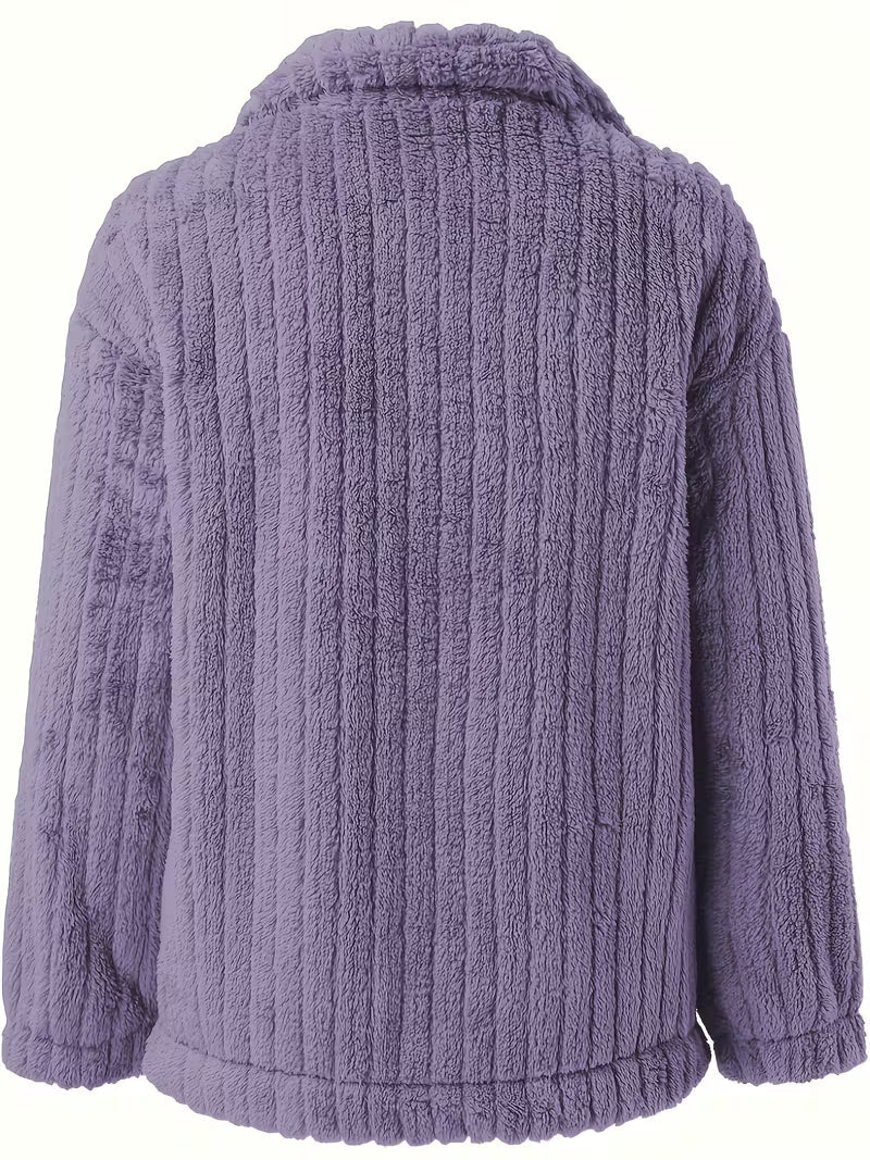 Damen Winterjacke im Hemdjacken-Stil mit Flausch-Optik (7)