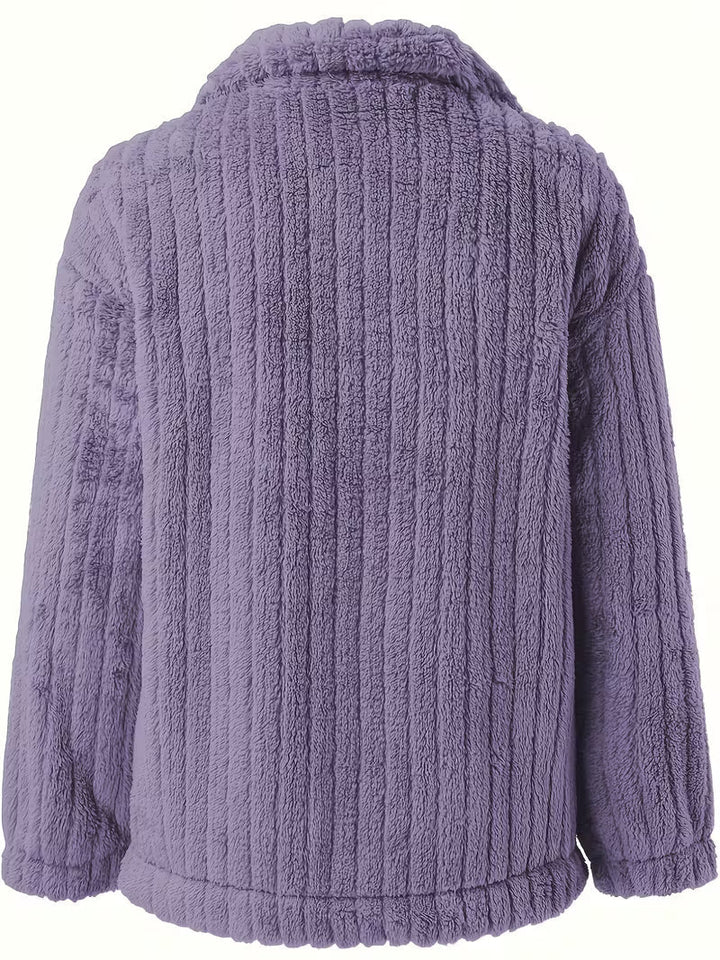 Damen Winterjacke im Hemdjacken-Stil mit Flausch-Optik (7)