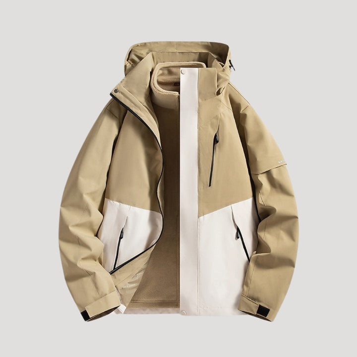 Damen Winterjacke im Outdoorstil für Aktivitäten in Beige