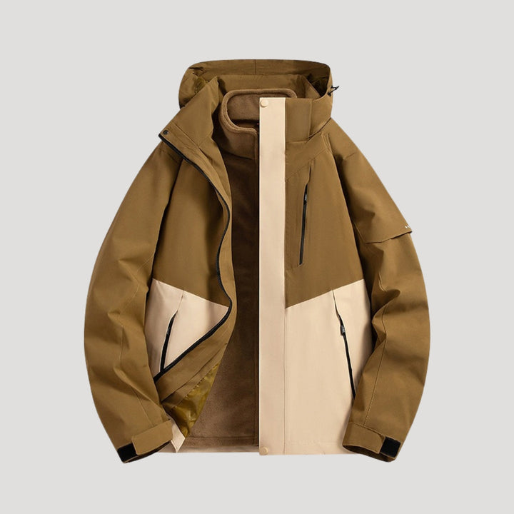 Damen Winterjacke im Outdoorstil für Aktivitäten in Braun