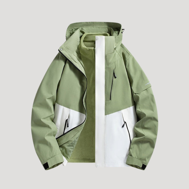 Damen Winterjacke im Outdoorstil für Aktivitäten in Grün