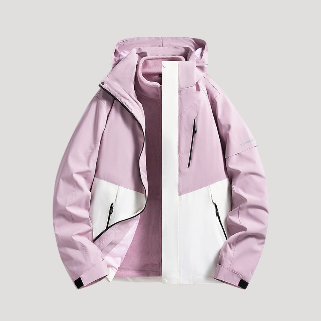 Damen Winterjacke im Outdoorstil für Aktivitäten in Helllila