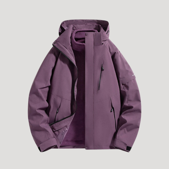 Damen Winterjacke im Outdoorstil für Aktivitäten in Lila