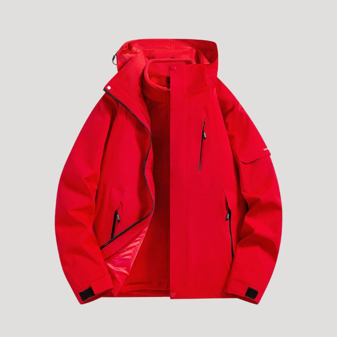 Damen Winterjacke im Outdoorstil für Aktivitäten in Rot