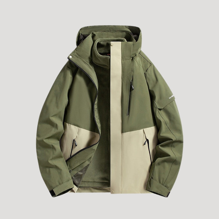 Damen Winterjacke im Outdoorstil für Aktivitäten in Waldgrün