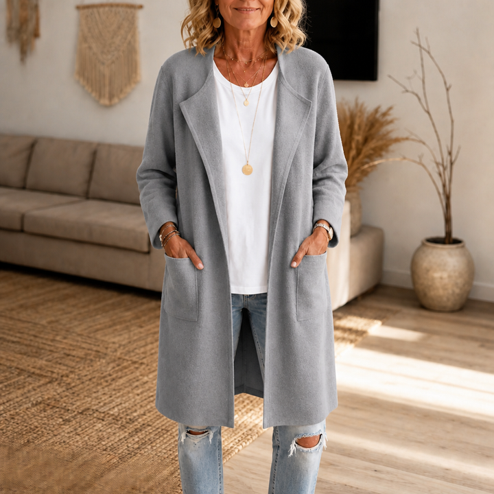 Damen Winterjacke im Oversized-Stil mit Wolloptik in Grau