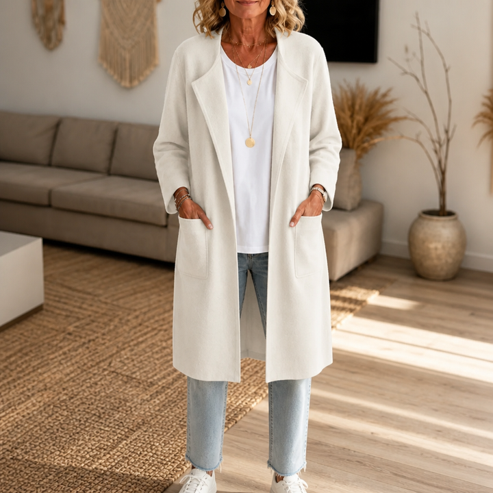 Damen Winterjacke im Oversized-Stil mit Wolloptik in Weiß