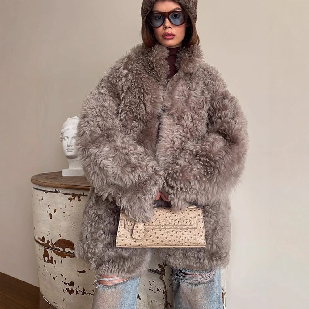 Damen Winterjacke im Teddy-Kunstfell-Look Oversize