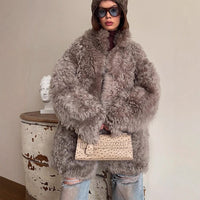 Elisa | Damen Winterjacke im Teddy-Kunstfell-Look Oversize