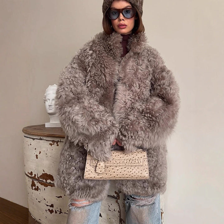 Damen Winterjacke im Teddy-Kunstfell-Look Oversize
