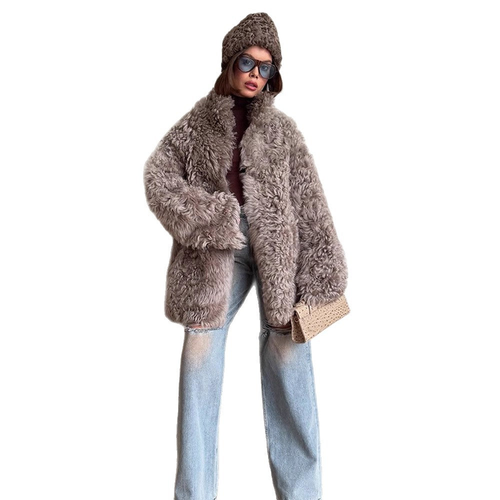 Damen Winterjacke im Teddy-Kunstfell-Look Oversize (5)
