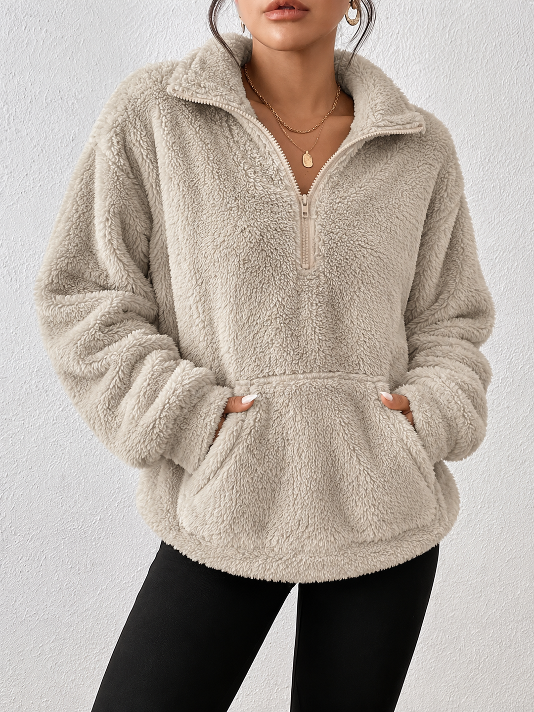 Damen Winterjacke im Teddy-Stil mit Kapuze