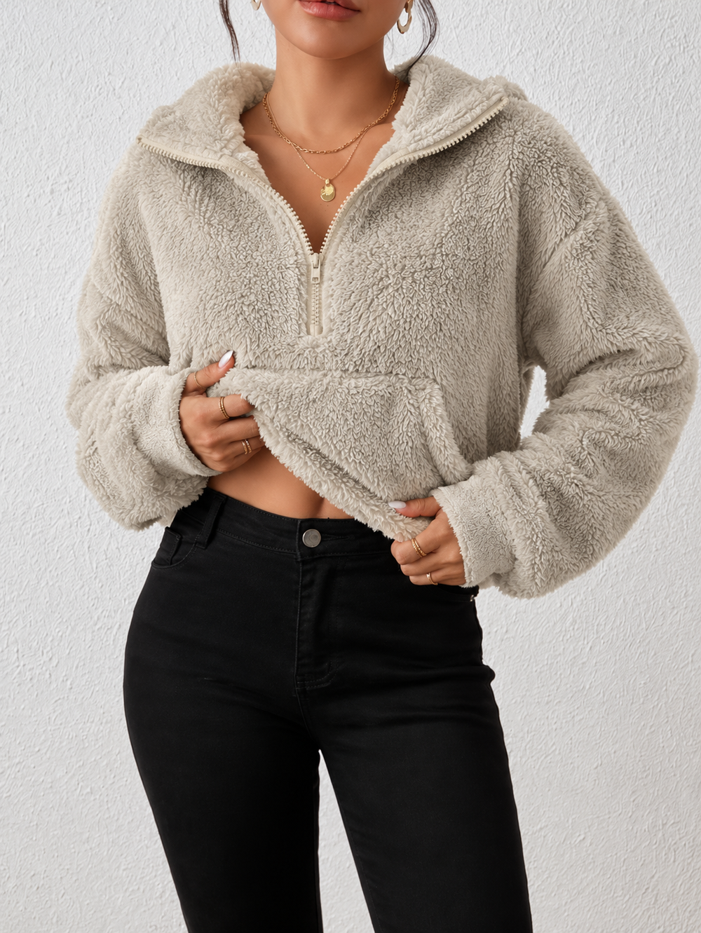 Damen Winterjacke im Teddy-Stil mit Kapuze (2)