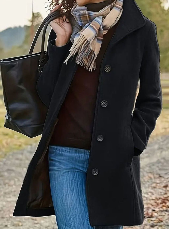 Damen Winterjacke im Trenchcoat-Stil für kalte Tage in Schwarz