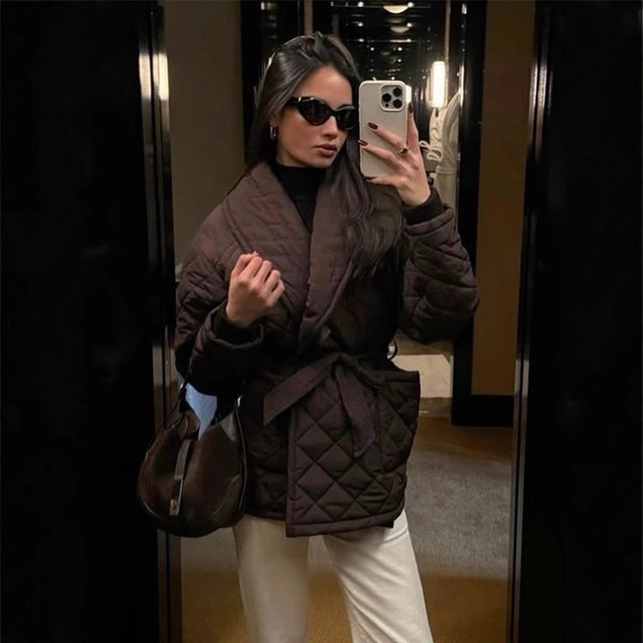Damen Winterjacke im Wickel-Stil mit Schalkragen (2)