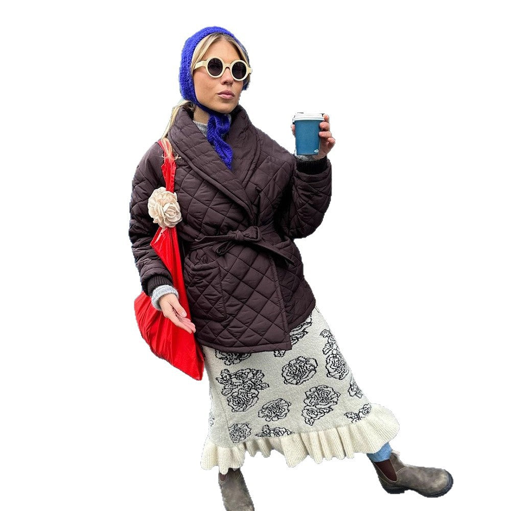 Damen Winterjacke im Wickel-Stil mit Schalkragen (5)